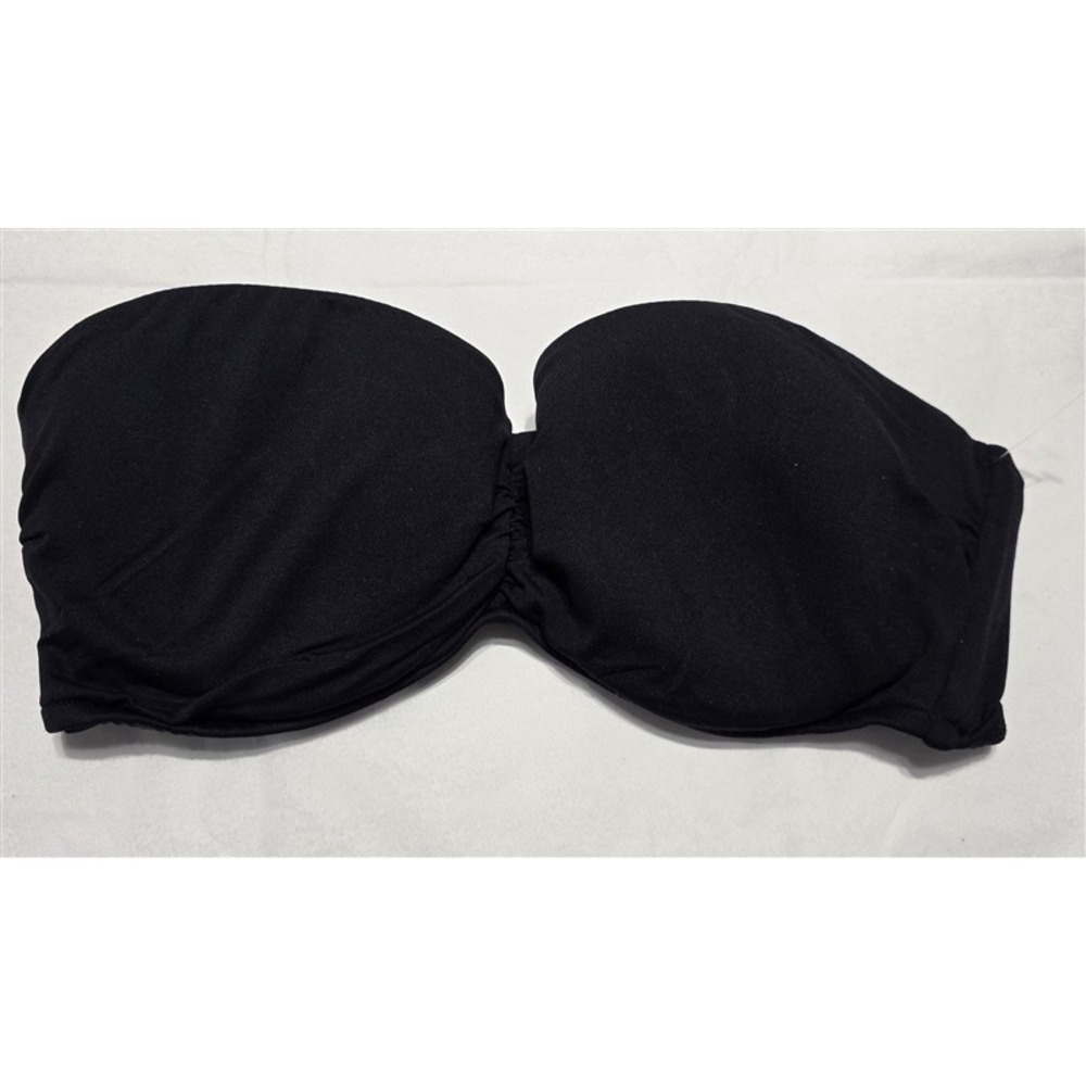 NWOT Seafolly 10 USA Solid Underwire Bandeau Bra Bikini Top Black 132240